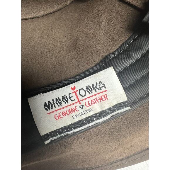 Minnetonka Genuine Leather Hat Size Large Brown Distressed - Picture 8 of 8